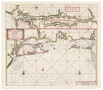 (NEW ENGLAND.) Johannes van Keulen. Pas-Kaart vande Zee Kusten van Niew Nederland Anders Genaamt Niew York.                                      